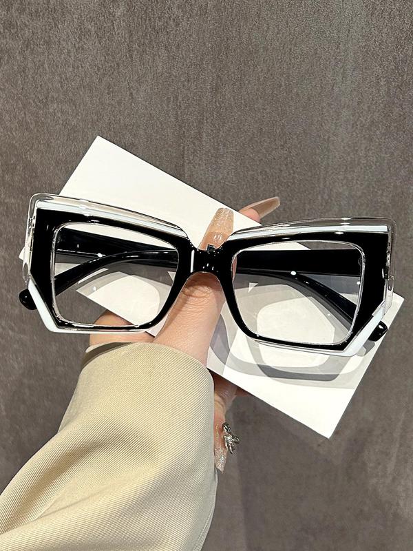 Colorblock Geometric Frame Sunglasses, Punk Trendy Oversized Frame Sunglasses for Men & Women, Fashion Sunglasses for Outdoor Activities