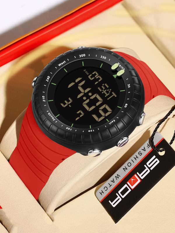 Men's Sportive Digital Watch, Fashionable Digital Watch with Alarm & Date Function, Waterproof Multifunctional LED Digital Watch with Box