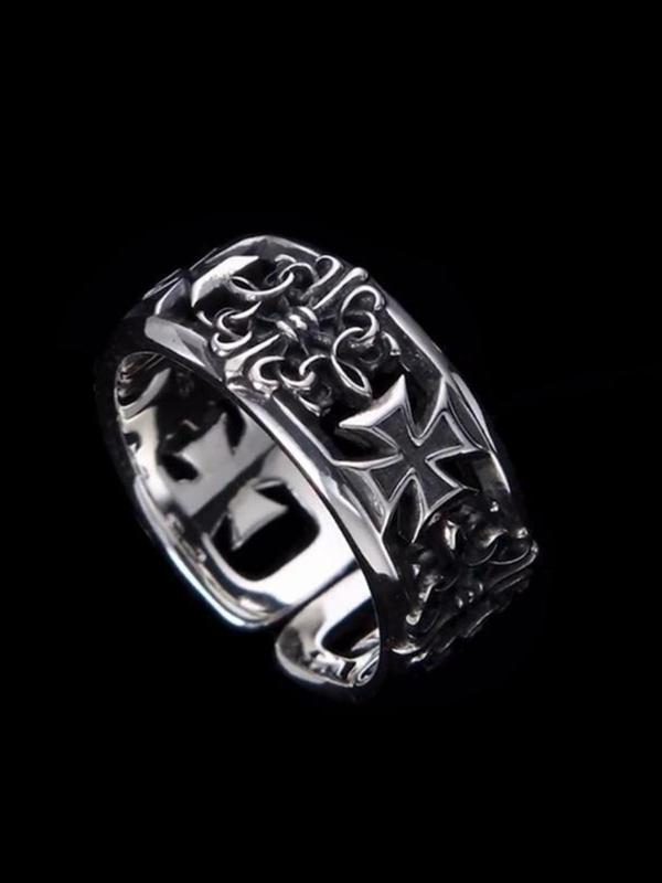 Retro Cross Engraved Design Ring, Fashionable Hip-hop Punk Style Ring for Men & Women, Trendy All-match & Exquisite Jewelry for Birthday Gift