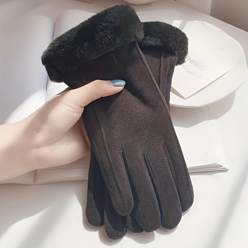 Women's Polyester Touch Screen Gloves - Fall Winter Hand Wash Only, Fleece-Lined Windproof & Waterproof Thermal Gloves with Non-Slip Grip for Driving & Riding