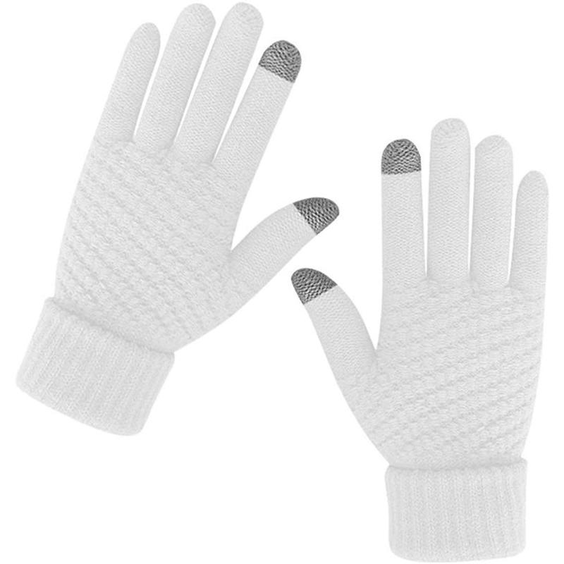 Thermal Touch Screen Gloves, Warm Fleece Lined Elastic Knit Gloves for Cold Weather Outdoor Activities, Soft Winter Gloves Ideal Gift for Men Women