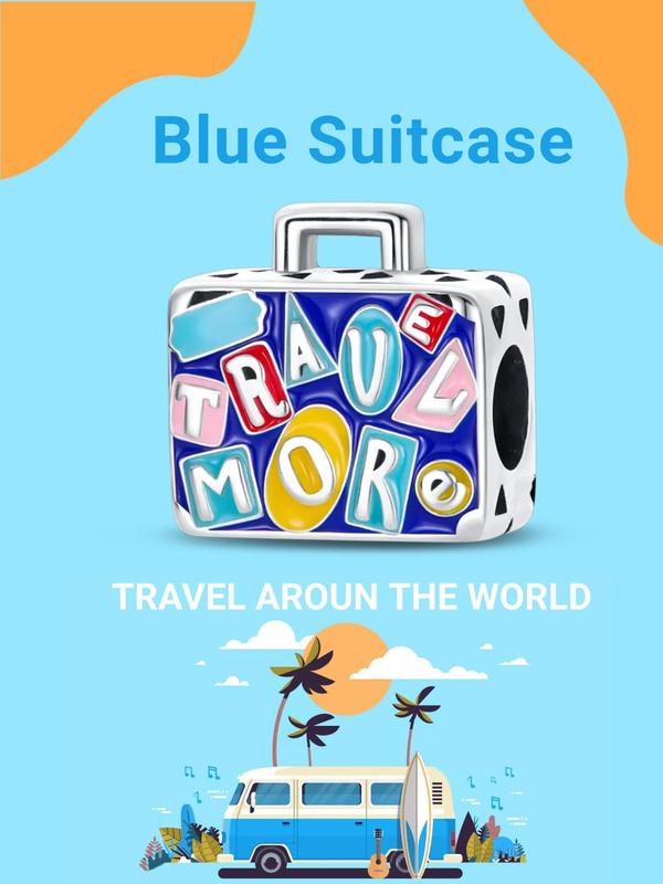 Travel Round the World Pattern Charm,  Cute Colorblock Suitcase Design Charm for Women & Girls, Fashion DIY Jewelry for Daily Wear, Trendy All-match & Exquisite DIY Jewelry for Birthday Gift