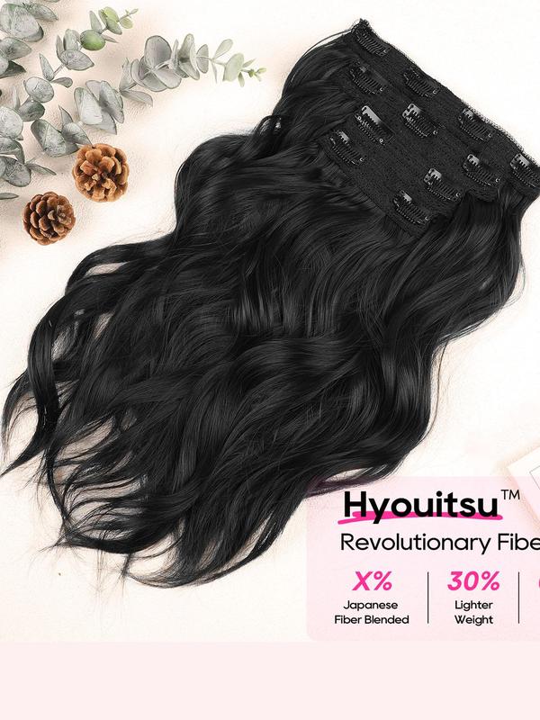 14 Inch Black Long Body Wavy Clip-in Hair Extensions, Natural Soft Hairpieces for Women, Synthetic Extensions & Pieces for Daily Use