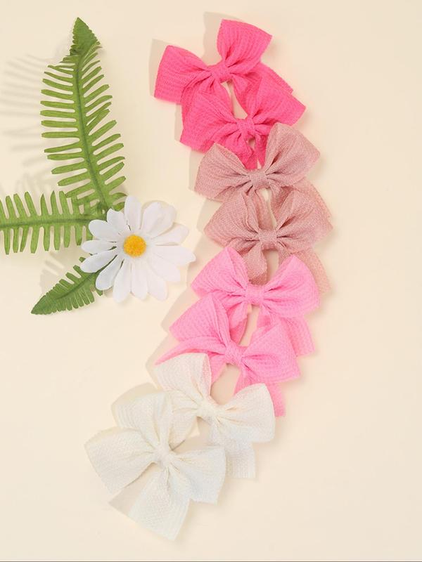 Solid Color Bow Decor Hair Clips, 8 Counts Fashionable Hair Accessories for Women & Girls, Cute Headwear Suitable for Thick Hair