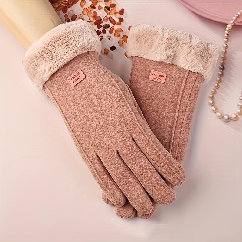 Women's Polyester Touch Screen Gloves - Fall Winter Hand Wash Only, Fleece-Lined Windproof & Waterproof Thermal Gloves with Non-Slip Grip for Driving & Riding