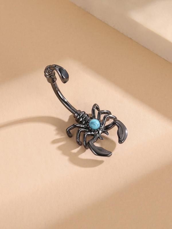 Women's Cute Scorpion Design Turquoise Decor Belly Ring, Fashionable Stainless Steel Belly Piercing Body Jewelry for Daily Decoration, Daily Clothing Decor for Girl