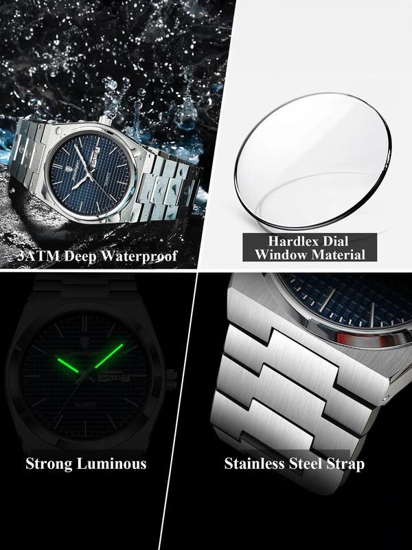 Men's Business Round Dial Analog Luminous Quartz Watch, Fashion Waterproof Watch for Party, Daily Clothing Decor, Trendy All-match & Exquisite Watch for Birthday Gift