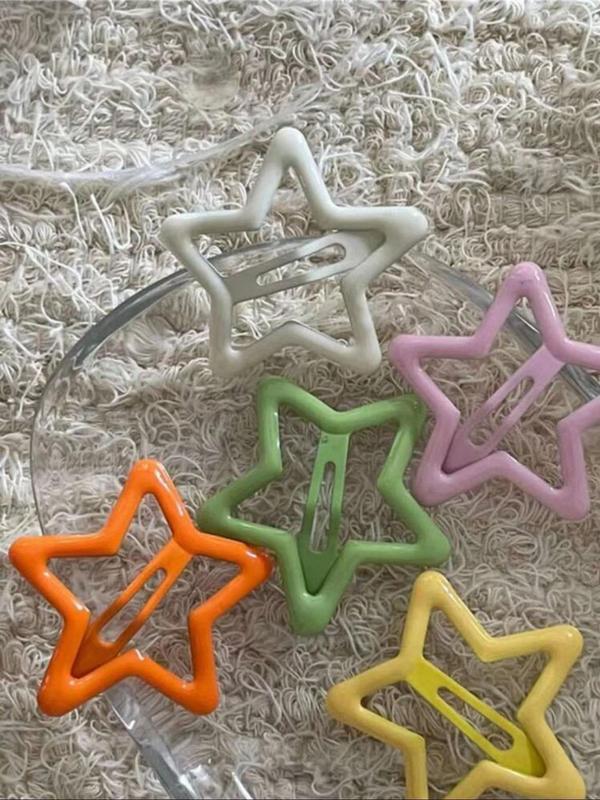 Random Color Star Shaped Hair Clips, Cute Colorful Hair Accessories for Women & Girls, Minimalist Headwear Suitable for Thick Hair