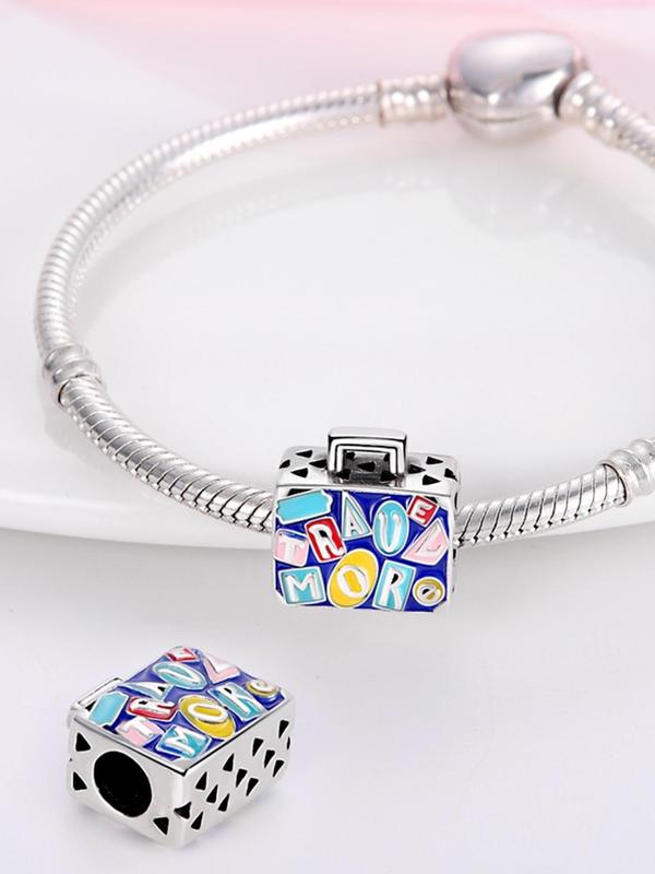 Travel Round the World Pattern Charm,  Cute Colorblock Suitcase Design Charm for Women & Girls, Fashion DIY Jewelry for Daily Wear, Trendy All-match & Exquisite DIY Jewelry for Birthday Gift