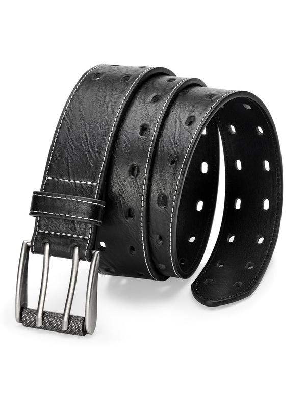 Men's Classic Solid Color Pu Leather Belt, 2024 New Style Fashion Double Prong Belt for Jeans Pants, Trendy All-match Belt for Birthday Gift