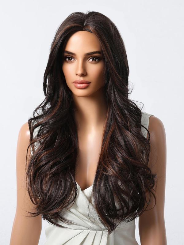 26 Inch Long Curly Highlights Wigs for Women, Gorgeous Fluffy Wigs without Bangs, Synthetic Full Machine Wigs for Party, Daily Use