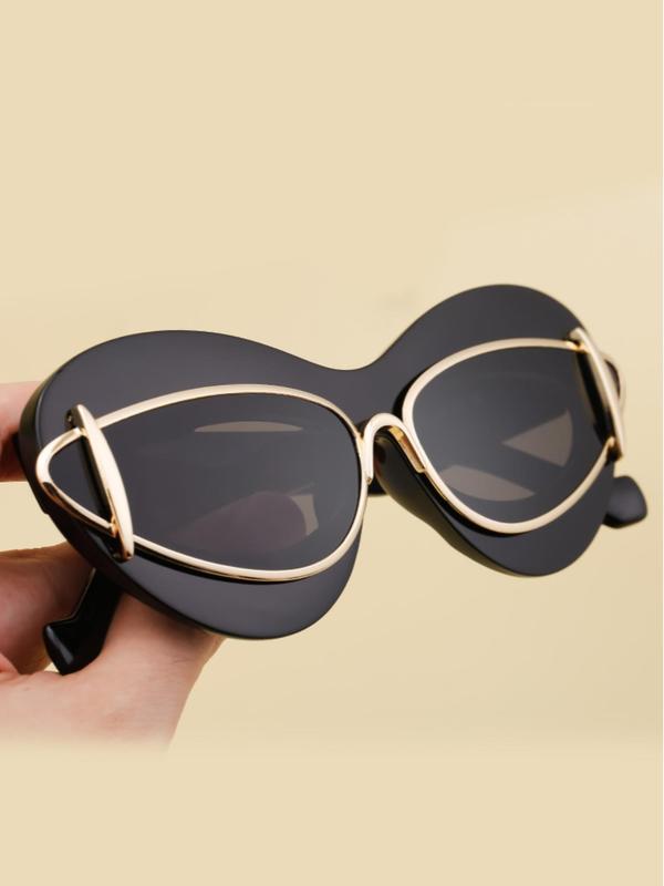 Unisex Street Trend Cat Eye Frame Sunglasses, Trendy Vintage Sunglasses for Everyday Use, Fashion Accessories for Outdoor Activities