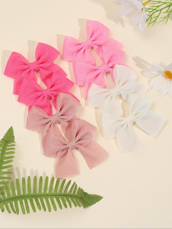 Solid Color Bow Decor Hair Clips, 8 Counts Fashionable Hair Accessories for Women & Girls, Cute Headwear Suitable for Thick Hair