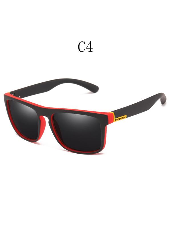 Unisex Simple Style Plain Color Polarized Sunglasses, Trendy Casual Square Frame Sunglasses for Everyday Use, Fashion Accessories for Outdoor Activities