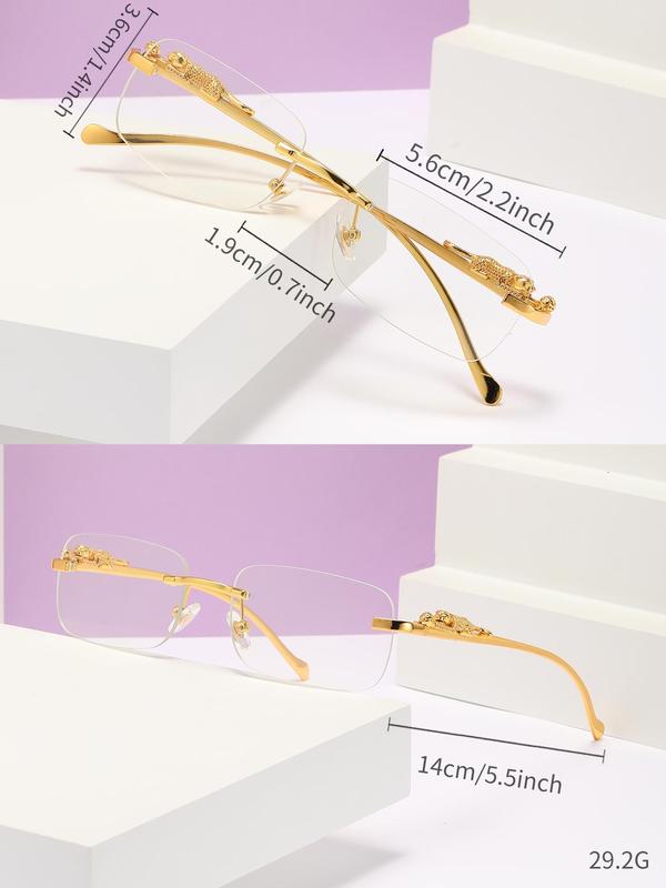 Simple Square Sunglasses for Everyday Use, Summer Rimless Fashion Sunglasses, Travel Accessories with Storage Box