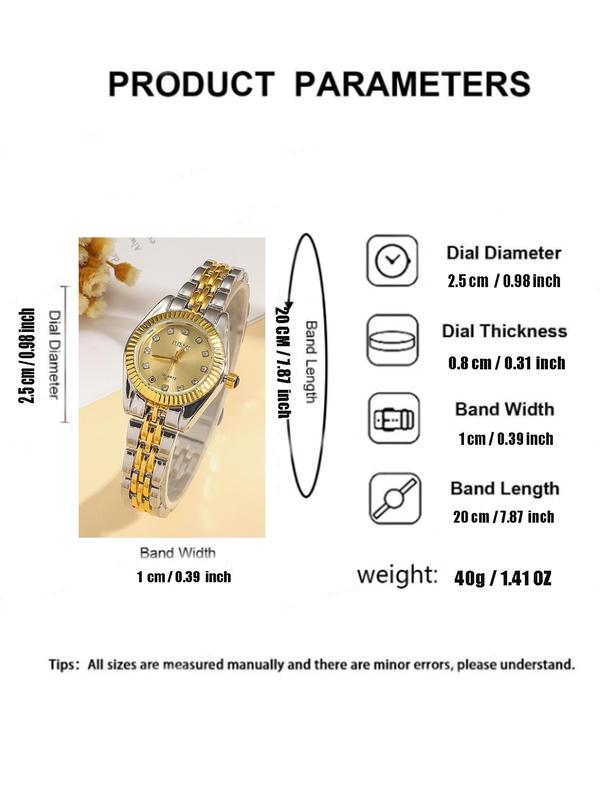 Women's Elegant Rhinestone Decorated Quartz Watch, Fashion Round Dial Analog Watch for Women & Girls, Trendy All-match & Exquisite Watch for Birthday Gift