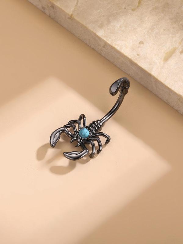 Women's Cute Scorpion Design Turquoise Decor Belly Ring, Fashionable Stainless Steel Belly Piercing Body Jewelry for Daily Decoration, Daily Clothing Decor for Girl