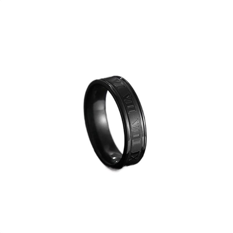 Roman Numerals Ring | Stainless Steel | Black