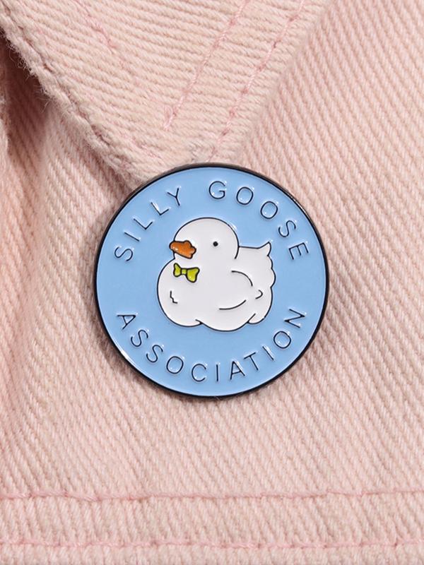 Cartoon Letter & Duck Design Brooch, Cute Animal Themed Alloy Badge for Daily Clothing Decor, Trendy All-match & Exquisite Brooch for Birthday Gift