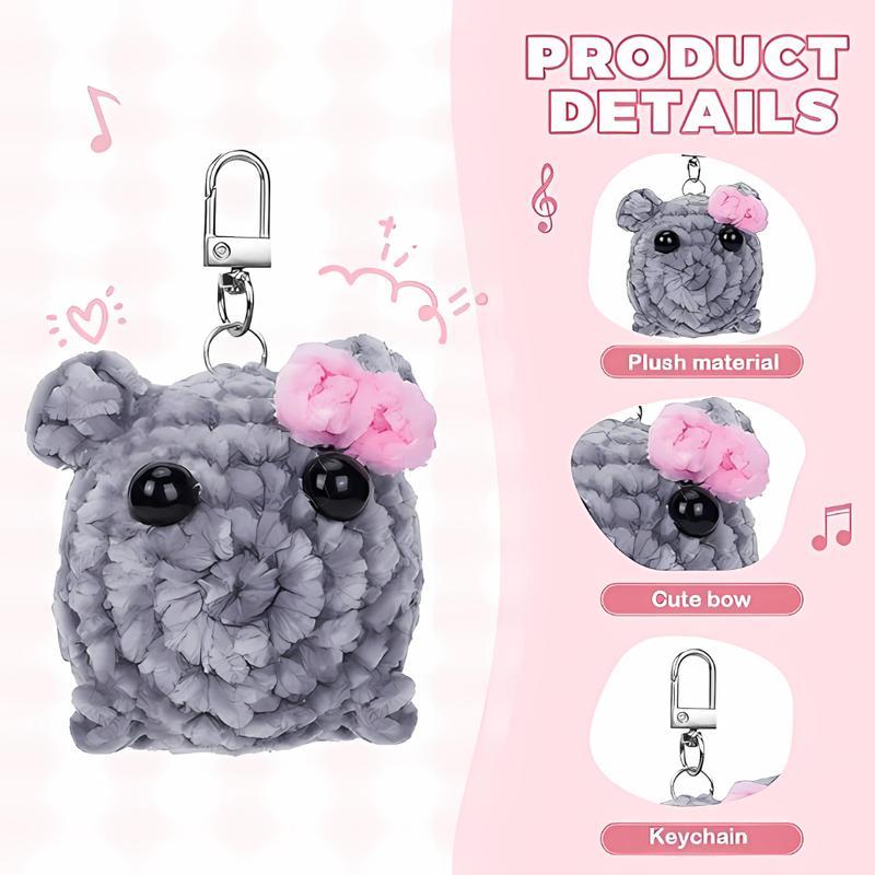 Crochet Sad Hamster Keychain Meme with Sound Effect