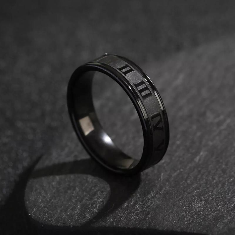 Roman Numerals Ring | Stainless Steel | Black