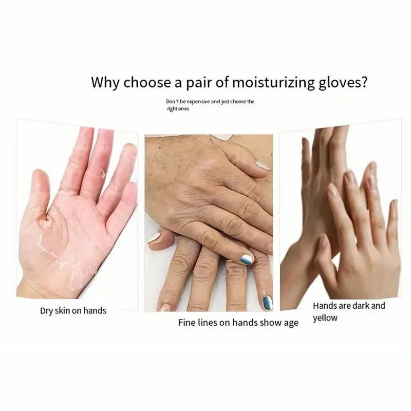 Silicone Moisturizing Gloves (1 Pair), Anti-slip Gloves for Dry Hands, Hand Care Supplies for Women & Girls