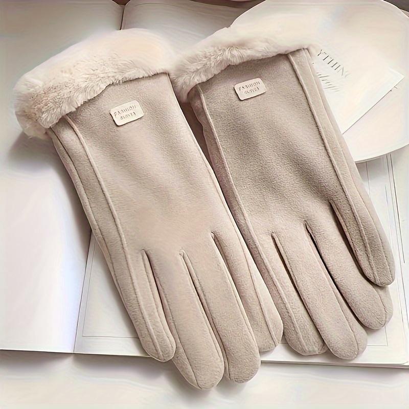 Women's Polyester Touch Screen Gloves - Fall Winter Hand Wash Only, Fleece-Lined Windproof & Waterproof Thermal Gloves with Non-Slip Grip for Driving & Riding