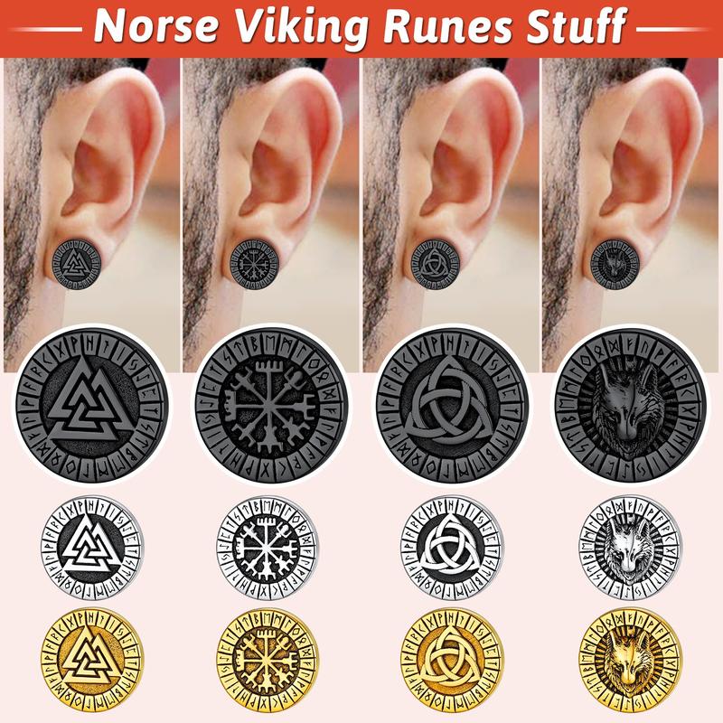 FaithHeart Norse Viking Runes Ear Cuffs Hoop Earrings for Women Men Gothic Jewelry