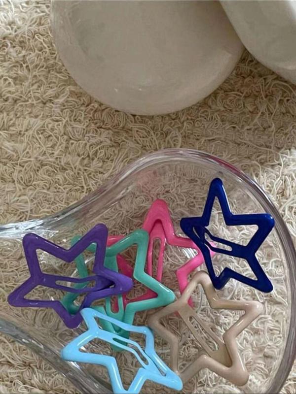 Random Color Star Shaped Hair Clips, Cute Colorful Hair Accessories for Women & Girls, Minimalist Headwear Suitable for Thick Hair