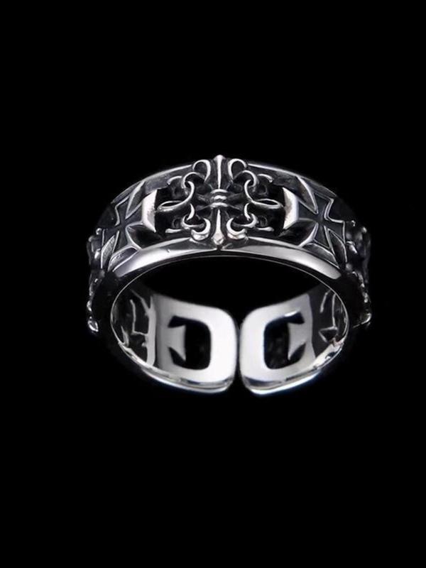 Retro Cross Engraved Design Ring, Fashionable Hip-hop Punk Style Ring for Men & Women, Trendy All-match & Exquisite Jewelry for Birthday Gift