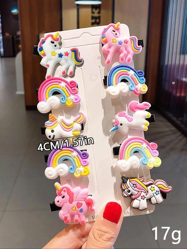 Cute Unicorn Design Hair Clips, Colorful Hair Accessories for Women & Girls, Fashion Hair Accessories for Party, Daily Clothing Decor