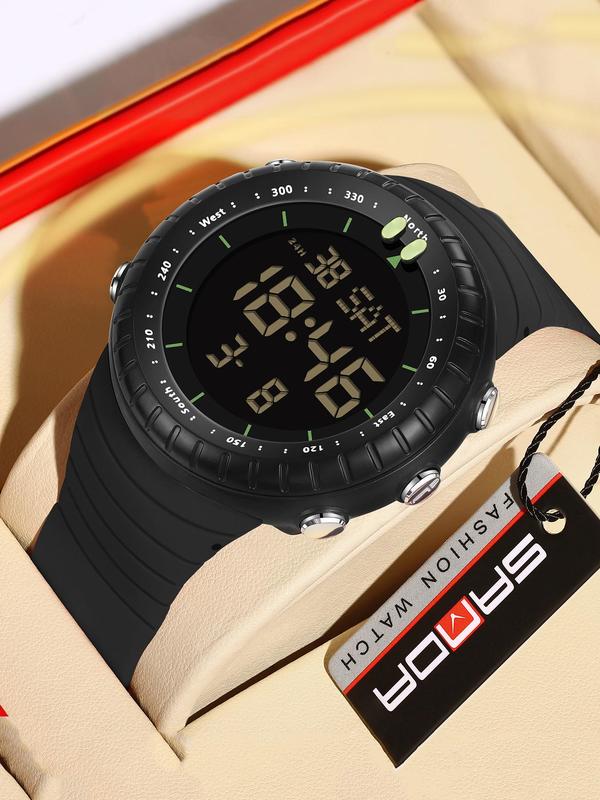 Men's Sportive Digital Watch, Fashionable Digital Watch with Alarm & Date Function, Waterproof Multifunctional LED Digital Watch with Box