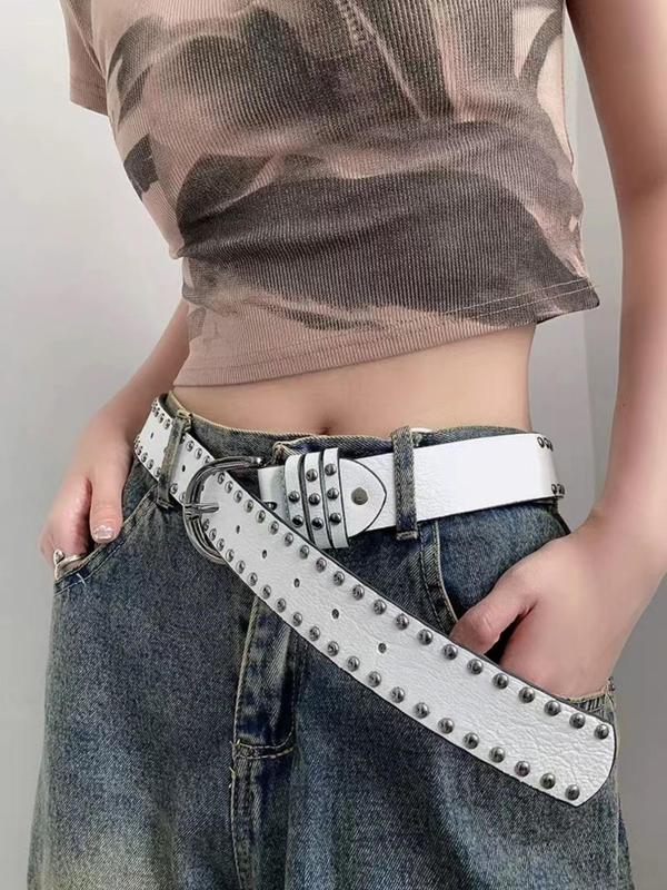 Women's Punk Style Rivet Design PU Buckle Belt, Fashion Belt for Party, Daily Clothing Decor, Trendy All-match & Exquisite Belt for Birthday Gift