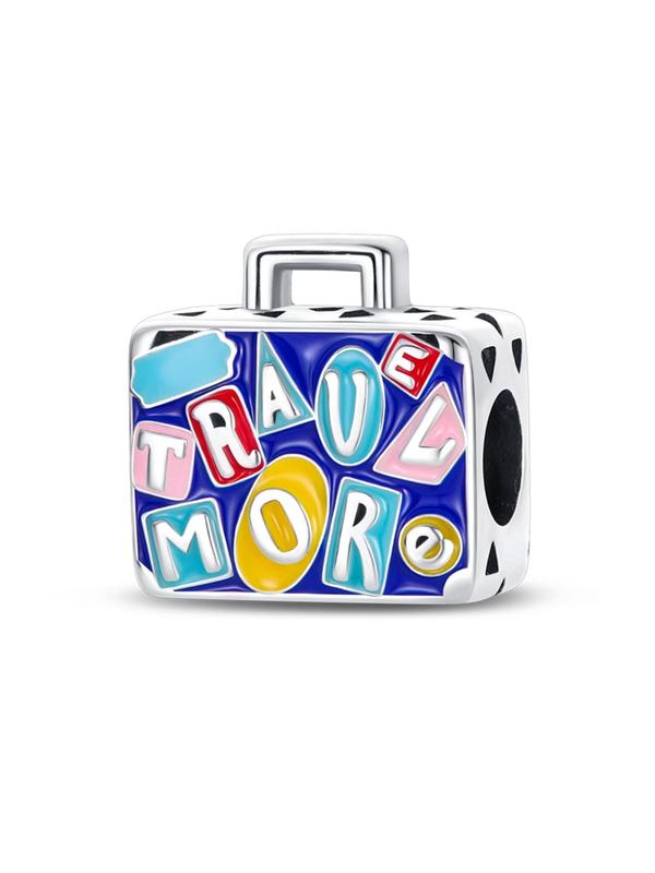 Travel Round the World Pattern Charm,  Cute Colorblock Suitcase Design Charm for Women & Girls, Fashion DIY Jewelry for Daily Wear, Trendy All-match & Exquisite DIY Jewelry for Birthday Gift