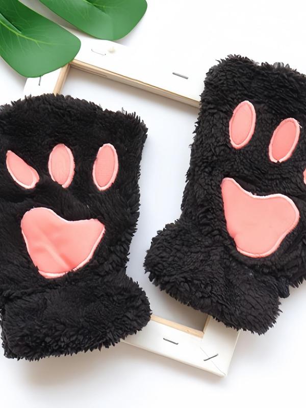 Cute Cat Paw Design Gloves, Fashionable Soft Warm Gloves for Women & Men, Fashion Accessories for Daily Wear