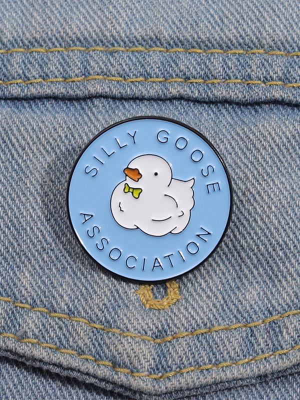 Cartoon Letter & Duck Design Brooch, Cute Animal Themed Alloy Badge for Daily Clothing Decor, Trendy All-match & Exquisite Brooch for Birthday Gift