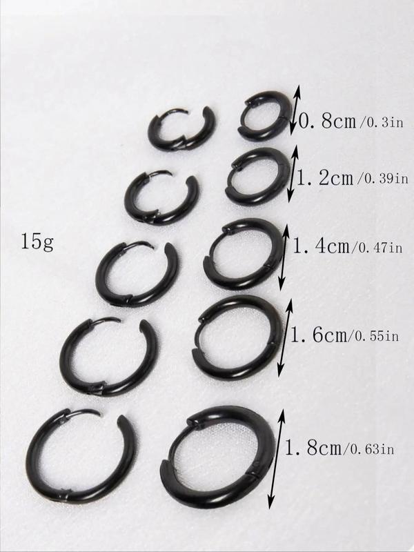 5 Pairs Simple Plain Hoop Earrings, Minimalist Temperament Hoop Earrings, Stainless Steel Jewelry for Women, Daily Clothing Decor