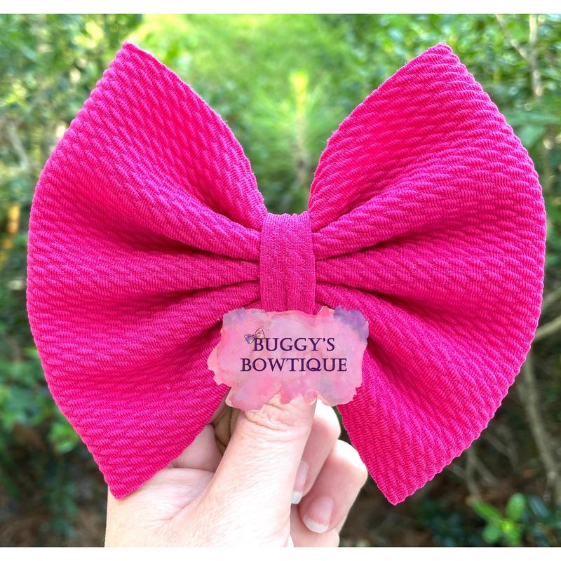 Hot pink bow bow tie headband piggies scrunchie