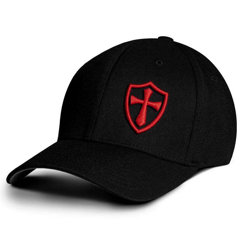 Men's Crusader FlexFit Baseball Cap with 3D Puff Embroidery Cross Design - America Patriotic Hat unisex hat