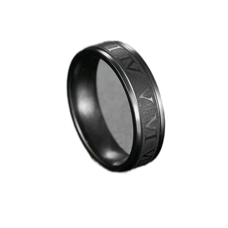 Roman Numerals Ring | Stainless Steel | Black