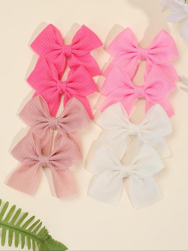 Solid Color Bow Decor Hair Clips, 8 Counts Fashionable Hair Accessories for Women & Girls, Cute Headwear Suitable for Thick Hair