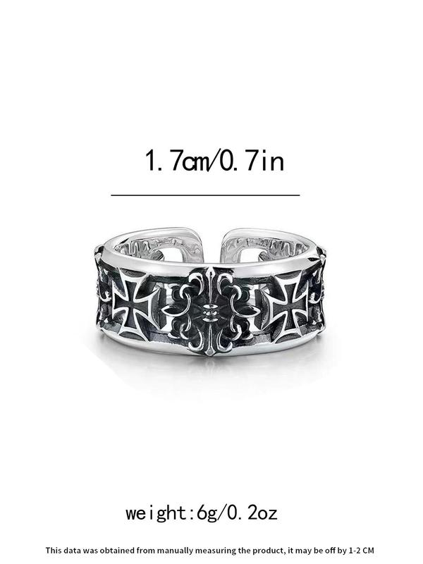 Retro Cross Engraved Design Ring, Fashionable Hip-hop Punk Style Ring for Men & Women, Trendy All-match & Exquisite Jewelry for Birthday Gift