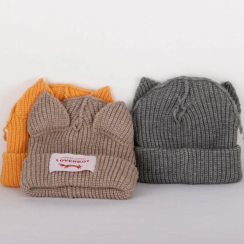 Loverboy Cute Cat Ear Skullies Warm Winter Fall Headwear