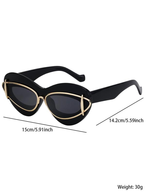 Unisex Street Trend Cat Eye Frame Sunglasses, Trendy Vintage Sunglasses for Everyday Use, Fashion Accessories for Outdoor Activities