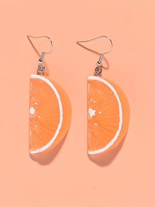 1 Pair Casual Fruit Themed Dangle Earrings, Cute Orange Design Dangle Earrings for Women & Girls, Trendy All-match & Exquisite Jewelry for Birthday Gift