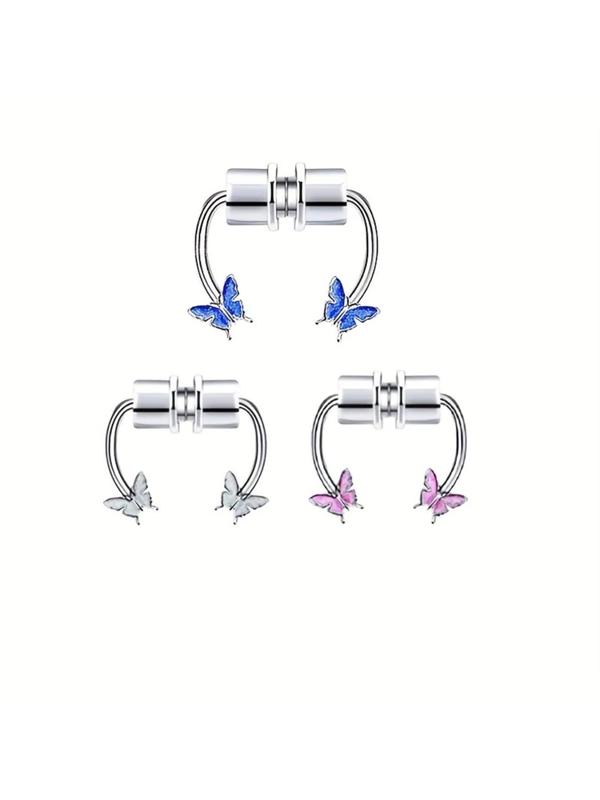 Butterfly Design Magnetic Nose Ring, Fake Septum Ring, Faux Nose Septum Rings, Non-pierced Clip on Nose Rings for Women Men