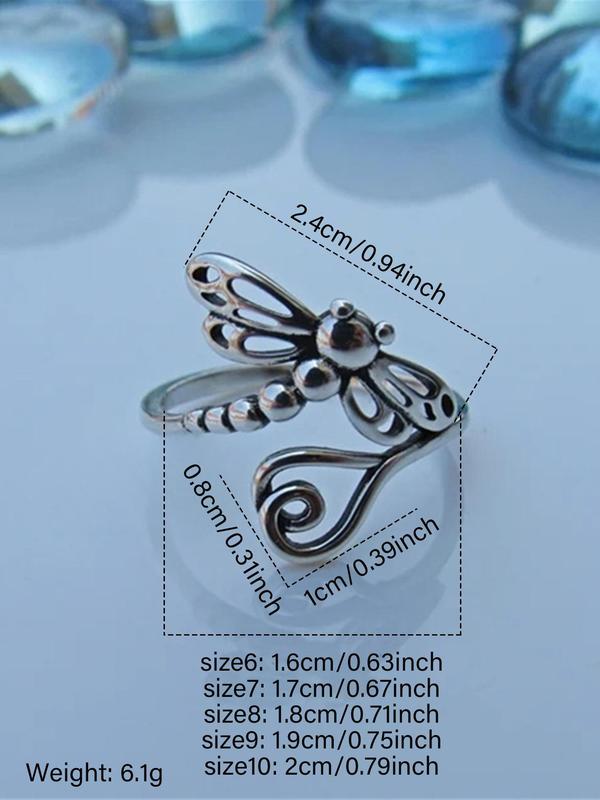 Hollow Out Dragonfly Design Ring, Vintage Creative Ring for Women, Fashion Jewelry for Party, Daily Clothing Decor, Trendy All-match & Exquisite Jewelry for Gift