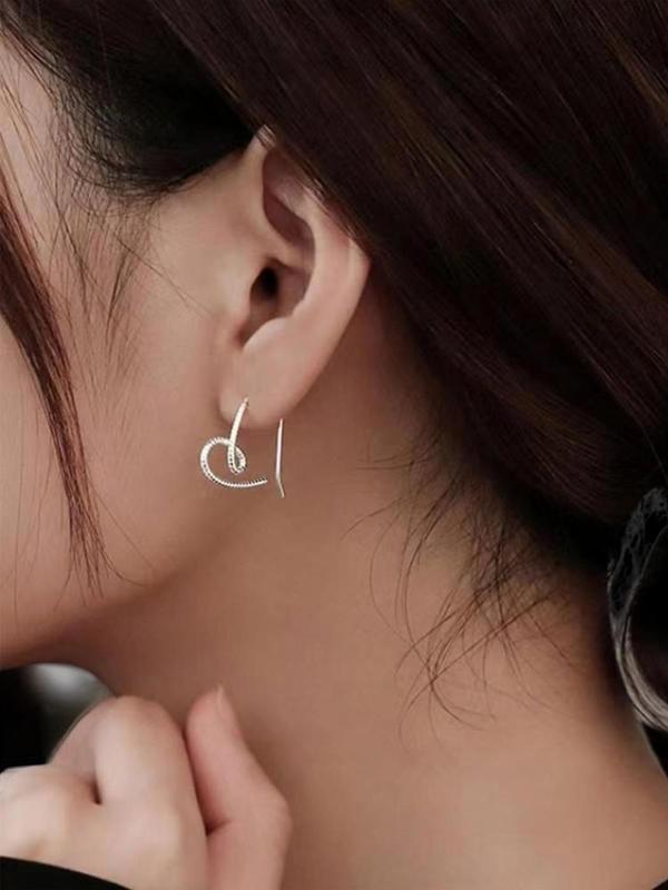 1 Pair Women's Elegant Heart Design Hoop Earrings, Casual Simple Style Plain Color Hoop Earrings, Fashionable Jewelry For Daily & Party Decoration