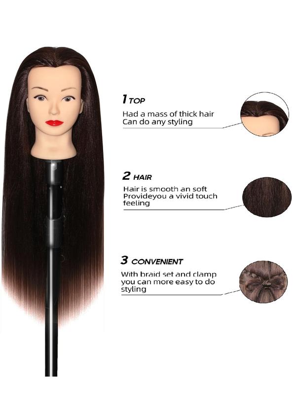 26 Inch Synthetic Hair Mannequin Head, Unisex Adult Hairdresser Training Model with Combs & DIY Tools, Ideal for Braiding & Styling Practice