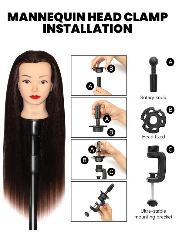 26 Inch Synthetic Hair Mannequin Head, Unisex Adult Hairdresser Training Model with Combs & DIY Tools, Ideal for Braiding & Styling Practice